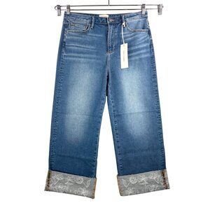 Driftwood Charlee Cuff embroidered wide leg relaxed jeans‎ 90s retro sz 30